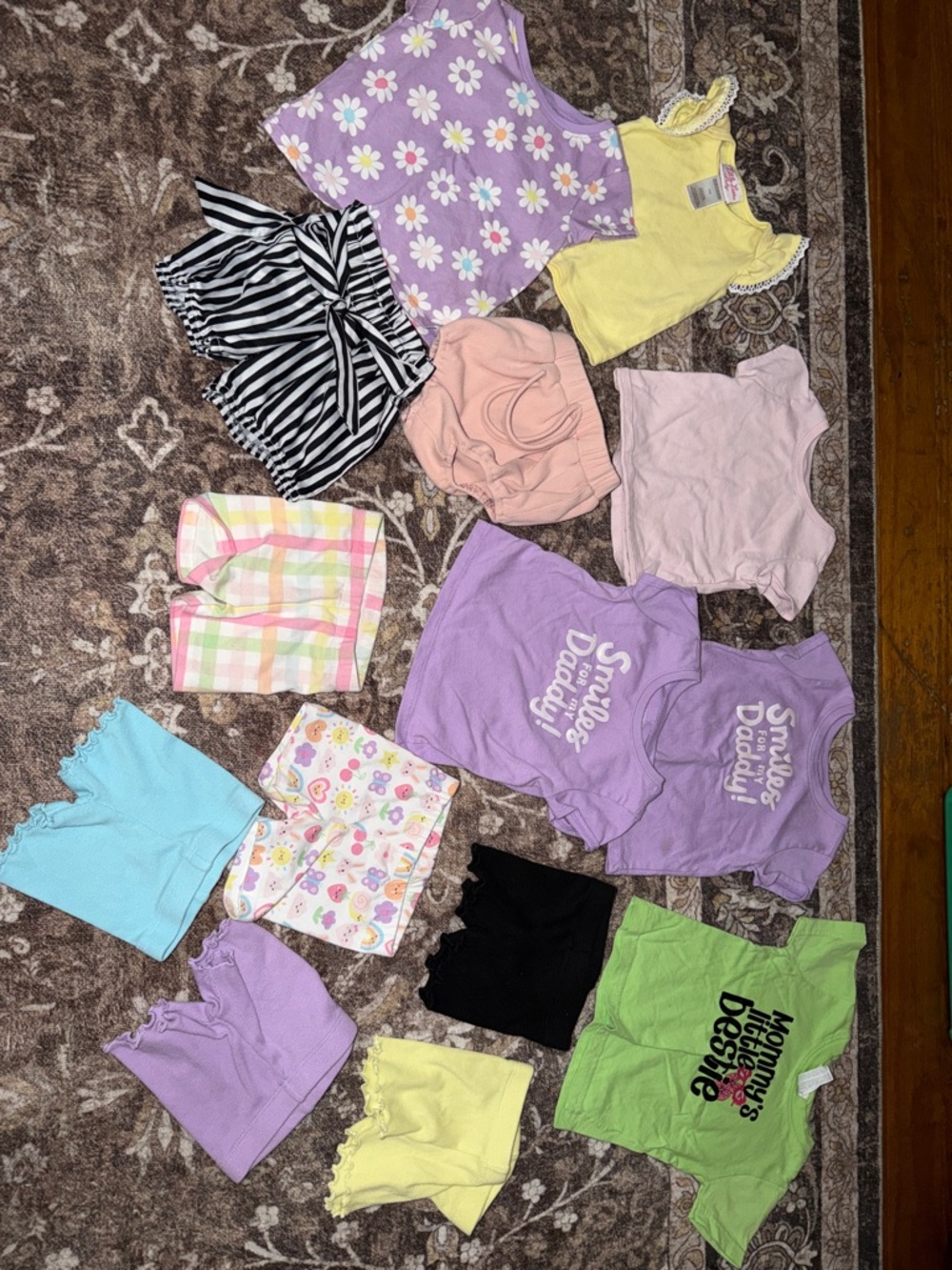 3-6 Baby Girls Mixed Tops & Shorts Bundle - Pastel Floral, Purple, Yellow, Green